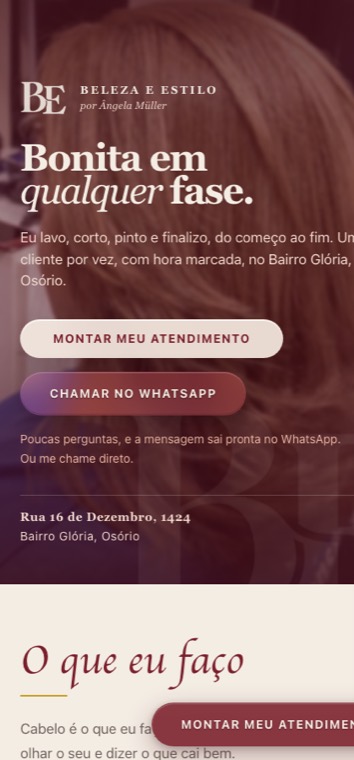 O mesmo site do Beleza e Estilo no celular.